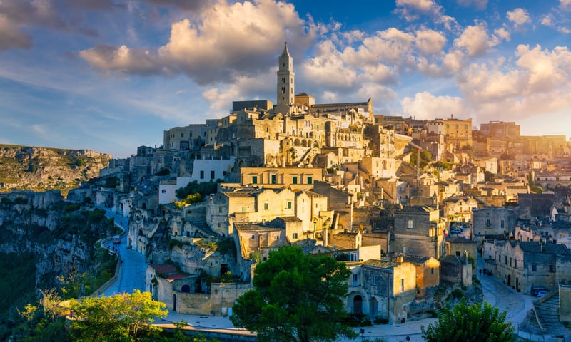Italy's city of Matera includes the Sassi network of cave dwellings carved into the mountain.