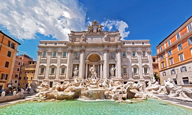 The iconic Trevi Fountain in Rome, Italy.