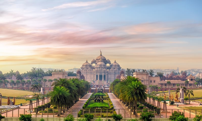 The striking Swaminarayan Akshardham complex in Delhi.