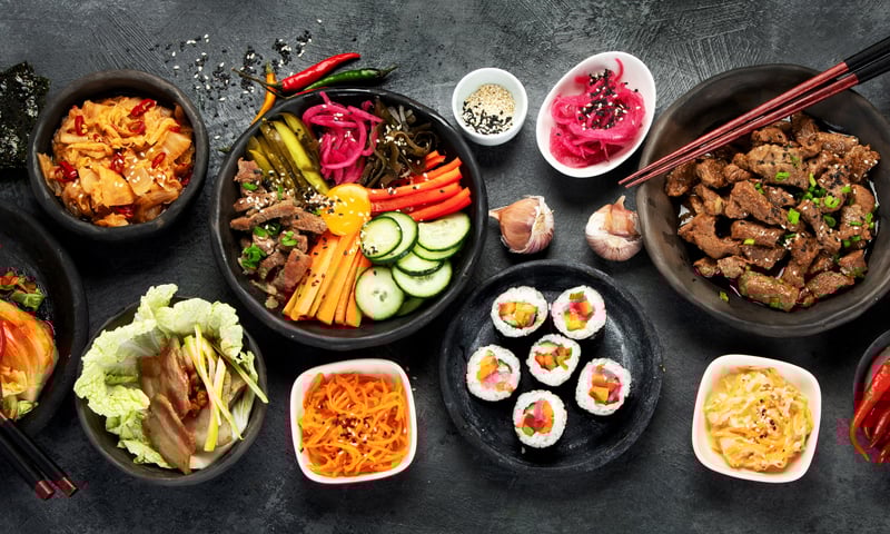 Traditional South Korean food.