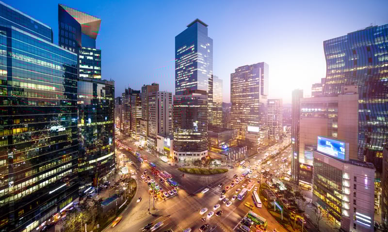 Gangnam Square in buzzing Seoul, South Korea.