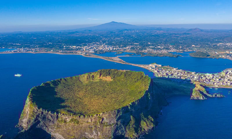 Hallasan volcano and Jeju City in Jeju Island, South Korea. (Itinerary 2)