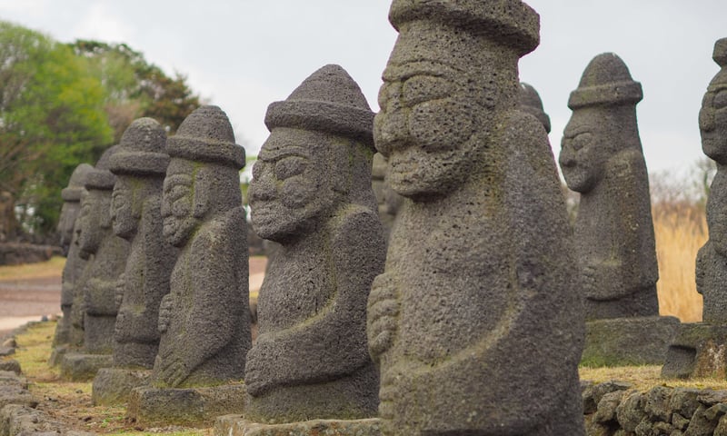 Jeju Island is peppered with rock statues called "Dol Hareubang" (Itinerary 2).