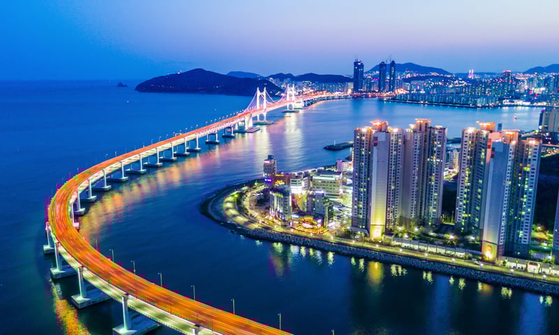 The port city of Busan in South Korea is famous for its beaches, mountain and temples. (Itinerary 1)