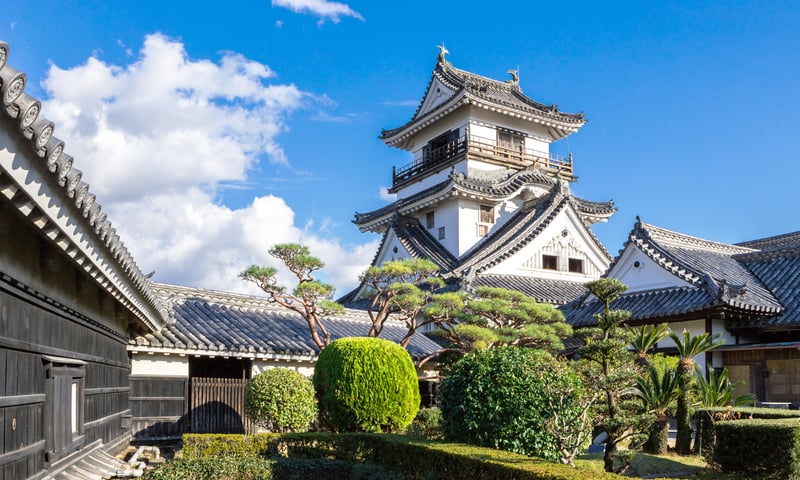 The imposing Kochi Castle in the city of Kochi, Shikoku Island, Japan. (Itinerary 1)