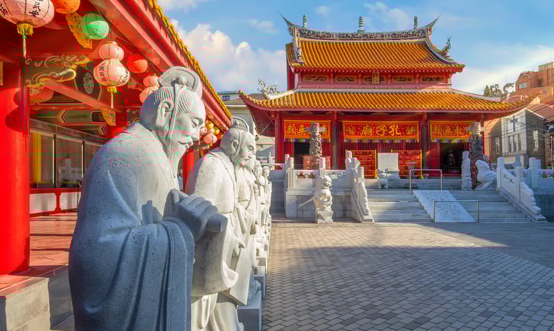 A shrine to philosopher Confucius, built  by the Chinese community in Nagasaki, Japan.