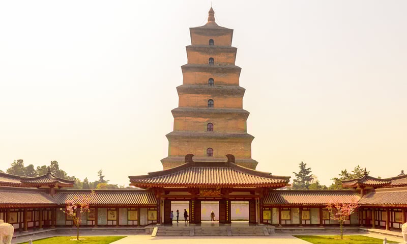 Photograph the grand Buddhist Wild Goose Pagoda in Xi’an, China.
