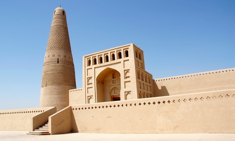 See the ancient Emin Minaret tower in Turpan, China.