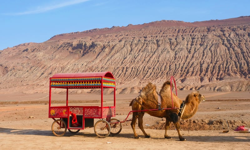 Get a taste of the desert’s intensity at Flaming Mountain near Xinjiang, China.