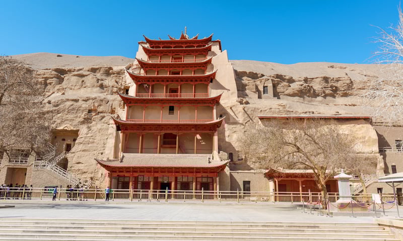 Explore the UNESCO-listed Mogao Caves in Jiuquan, China.