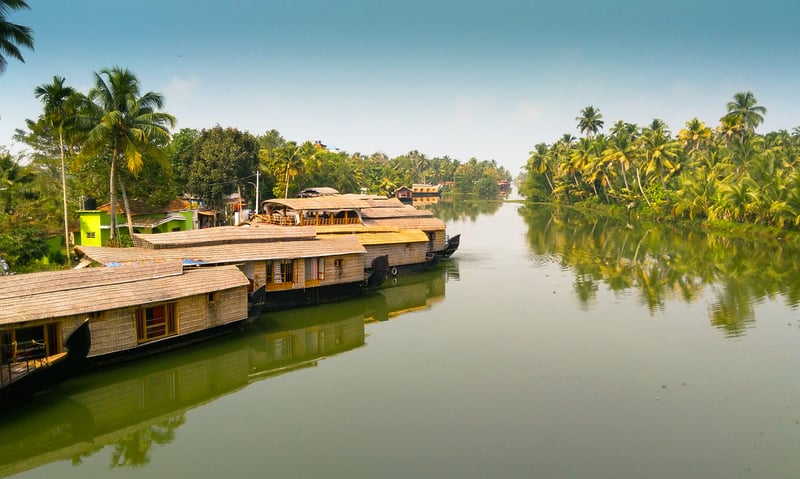 Take in picturesque backwater landscapes from Kumarakom, India.