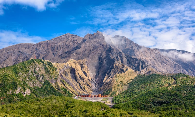 Sakurajima volcano in Kagoshima, Japan.