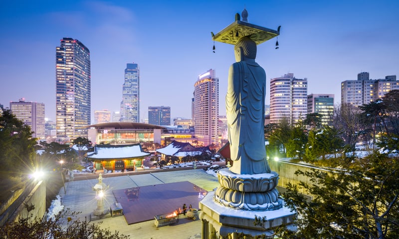 Popular Gangnam neighbourhood in Seoul, South Korea.