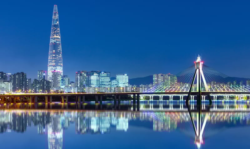 The elegant skyline of the city of Seoul, South Korea.