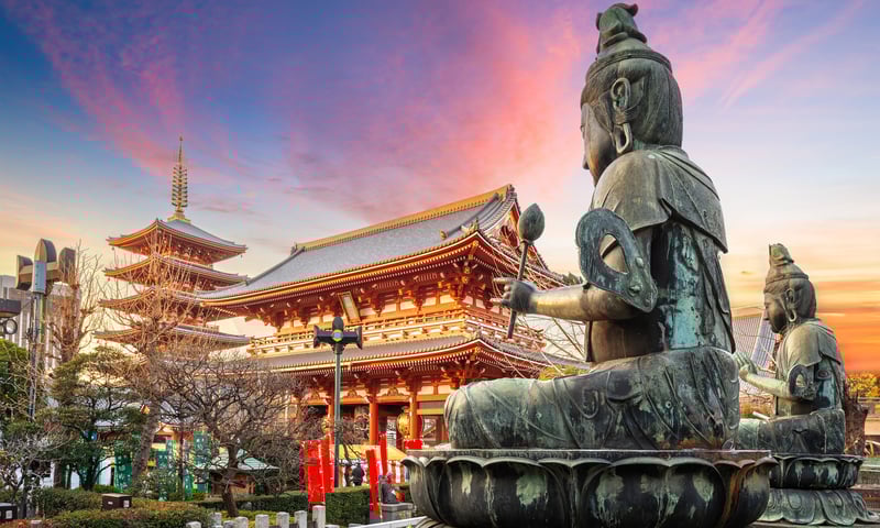 The oldest Buddhist temple in Tokyo, Senso-ji Temple in Japan.