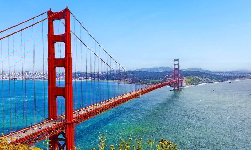 Be amazed at the Golden Gate Bridge, San Francisco, USA.