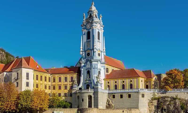 UNESCO-listed medieval Dürnstein lies in the heart of the Wachau Valley, charges apply.