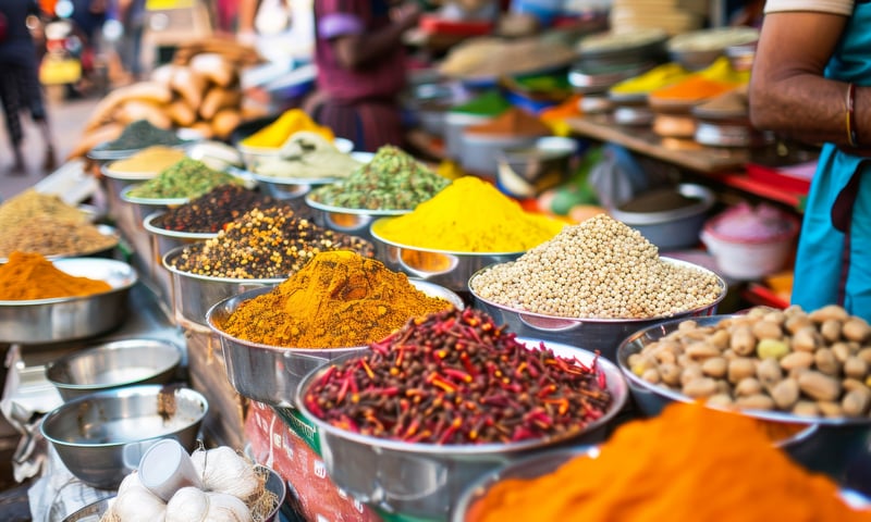 Immerse yourself in the colours and aromas of Chandni Chowk in Delhi, India.