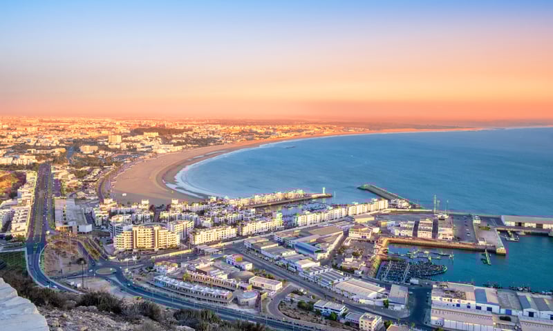 Admire the picturesque seascapes of Agadir, Morocco.