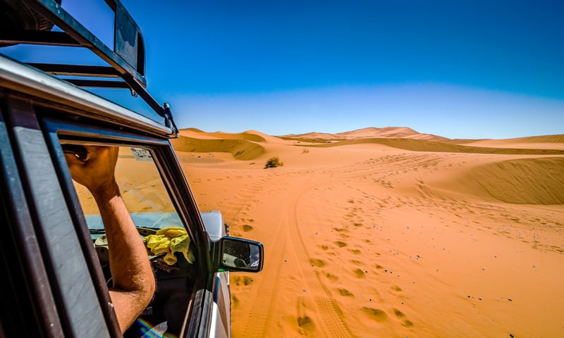 Take a 4x4 safari across the dunes of Erg Chebbi, Morocco.