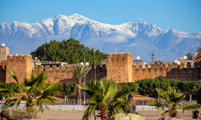 Admire the Atlas Mountains from Taroudant, Morocco.