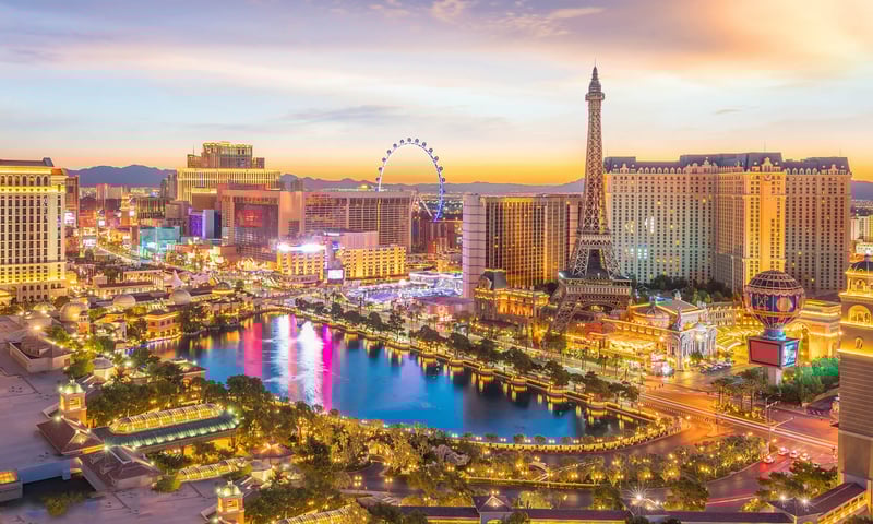 Marvel at the famous Fountains of Bellagio  with free time in Las Vegas, Nevada.