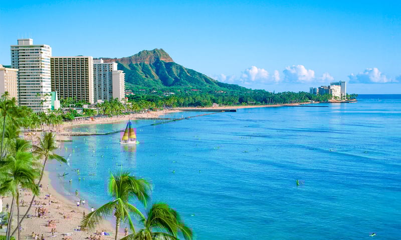 Unwind for a few days by the shores of Waikiki, on the island of Oahu, Hawaii.