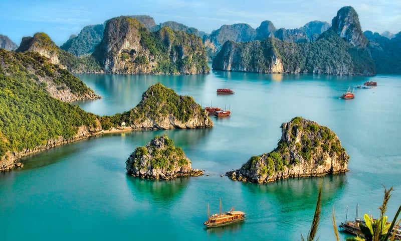 Ha Long Bay is a beautiful natural wonder in northern Vietnam.