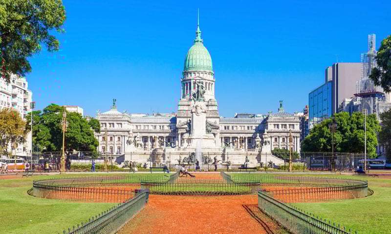 Discover the neoclassical architecture of the Argentine National Congress Palace, Buenos Aires.