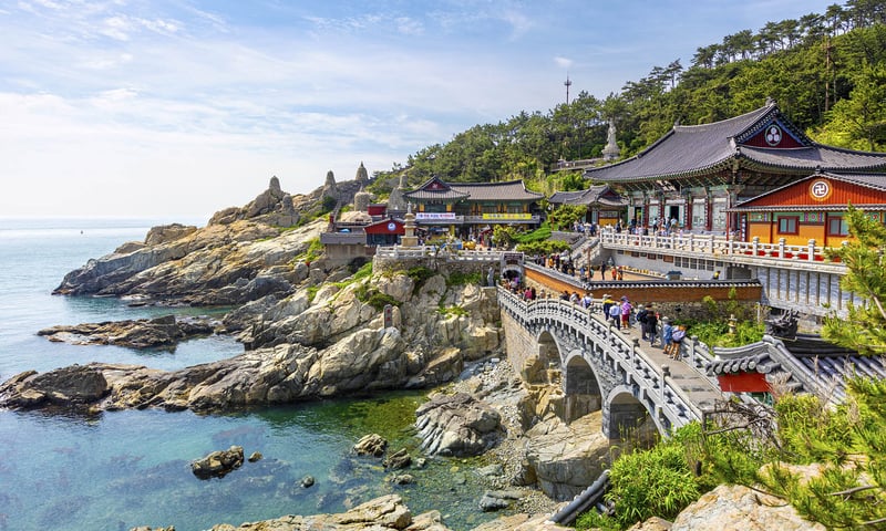 Cruise to Busan, South Korea, home of the magnificent Haedong Yonggungsa Temple.