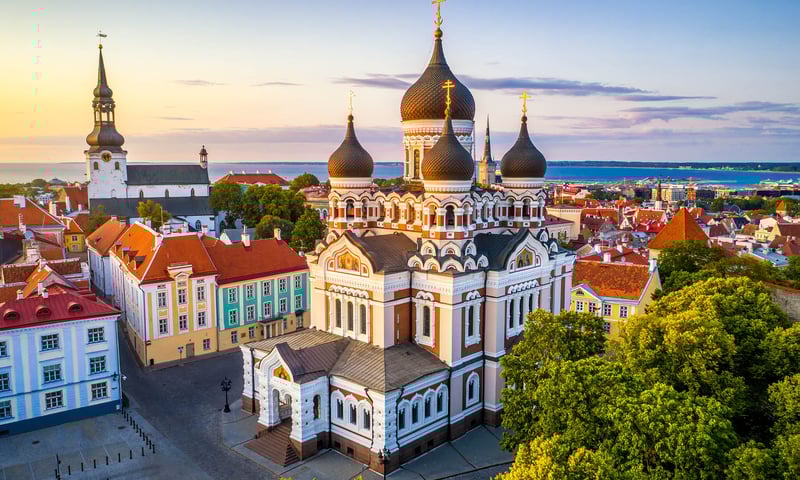 Look for the onion-domed Alexander Nevsky Cathedral while in Tallinn, Estonia.