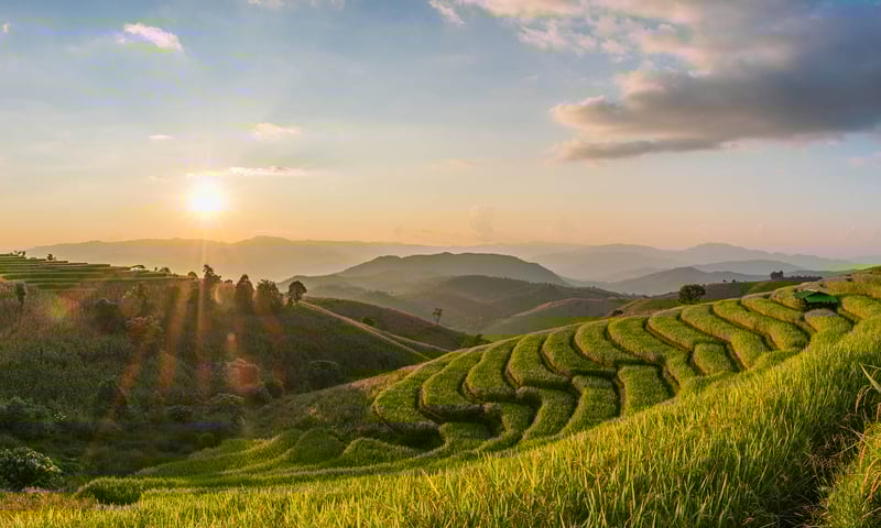 Admire the sweeping landscapes of Pai, Thailand.