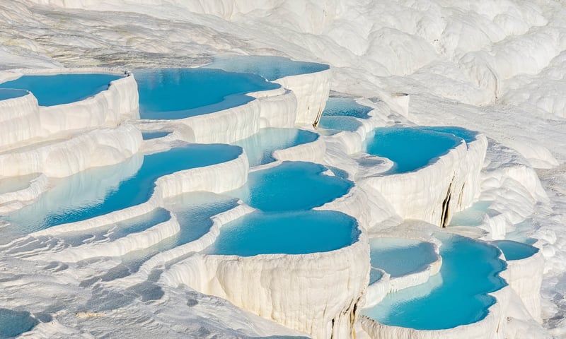 Pamukkale is a town in western Türkiye known for mineral-rich thermal waters.