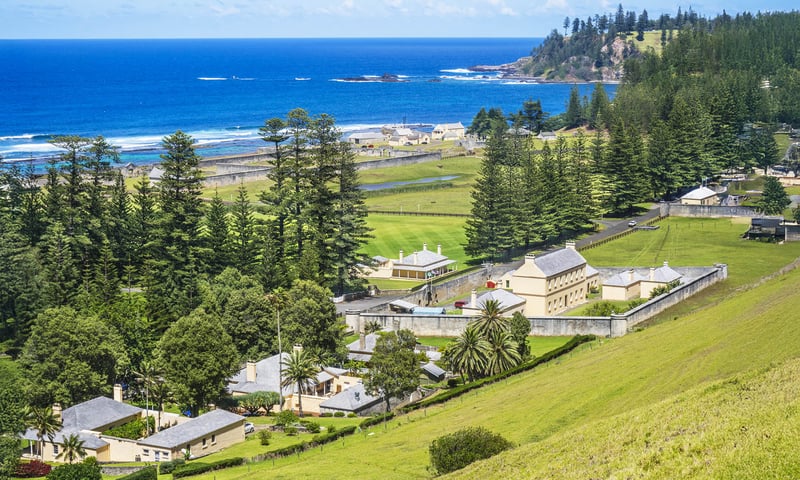 Explore the peaceful scenery of Norfolk Island.