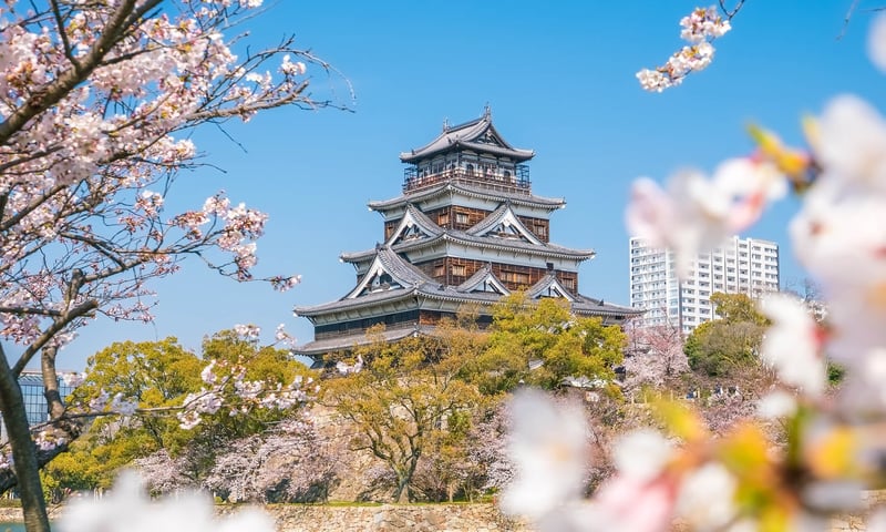 Hiroshima Castle in Hiroshima, Japan.