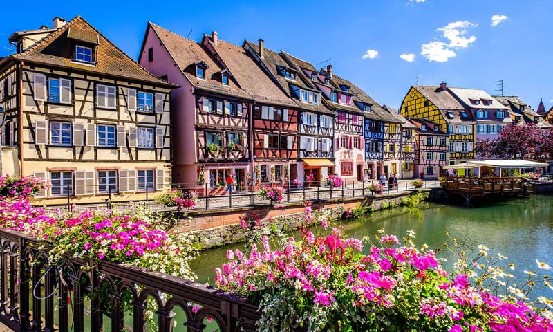 Delight in the quaint atmosphere of Colmar, France.