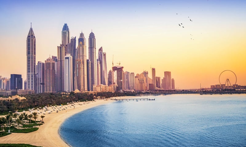 Dubai's stunning desert skyline of high-tech skyscrapers.