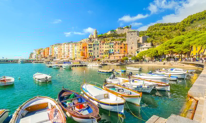 Discover the colourful harbour of Porto Venere, Italy.