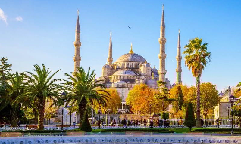 Marvel at the intricate Iznik tiles of the Blue Mosque in İstanbul, Türkiye.