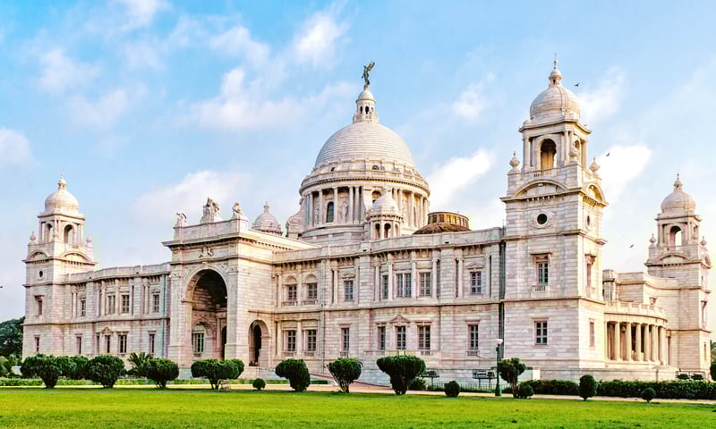 Visit the marble Victoria Memorial in Kolkata, India.