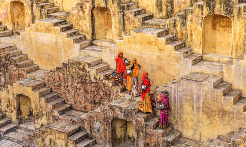 India's most spectacular Chand Baori stepwell is one of the world's deepest, Abhaneri, India.