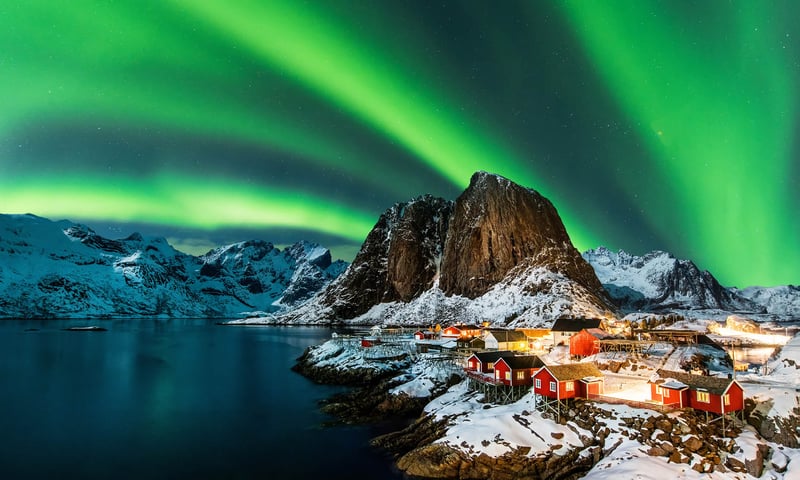 Search for the northern lights on a once-in-a-lifetime adventure, Lofoten Islands, Norway.