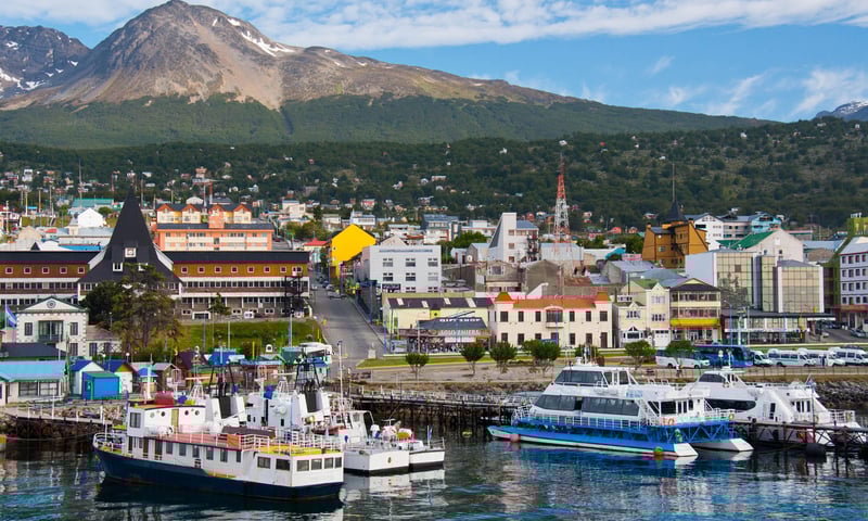Reach Ushuaia, the capital of Tierra del Fuego in Argentina.
