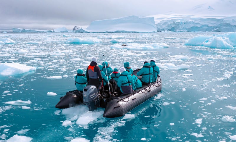 Join Zodiac expeditions for an up close and personal experience on Antarctica.