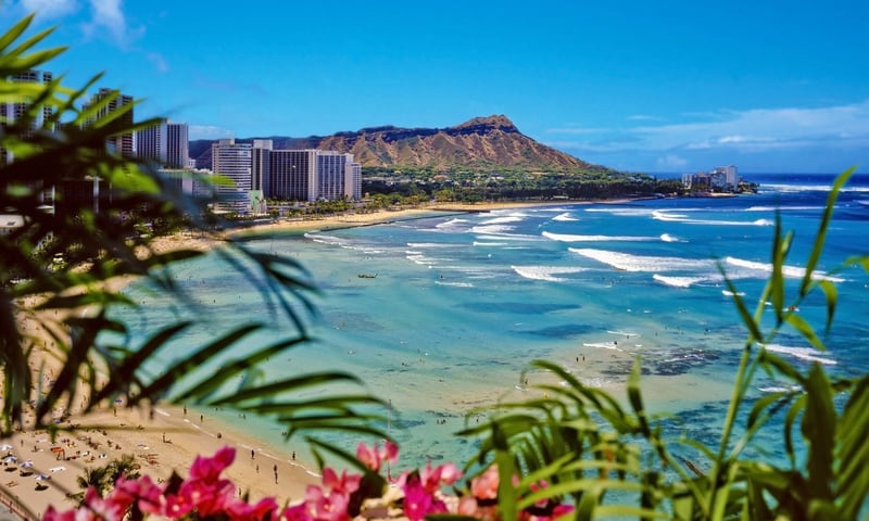 Waikiki is a popular Hawaiian spot famous for its surf beach.