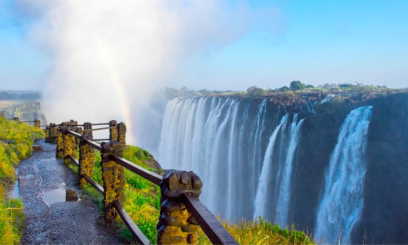 Enjoy a guided tour of striking Victoria Falls, Zimbabwe.