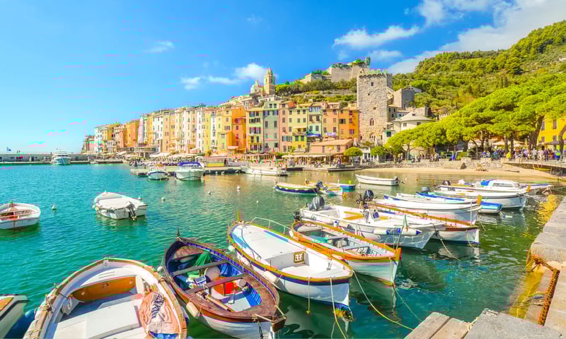 From La Spezia, Italy, colourful coastal towns like Porto Venere and Cinque Terre are close by.