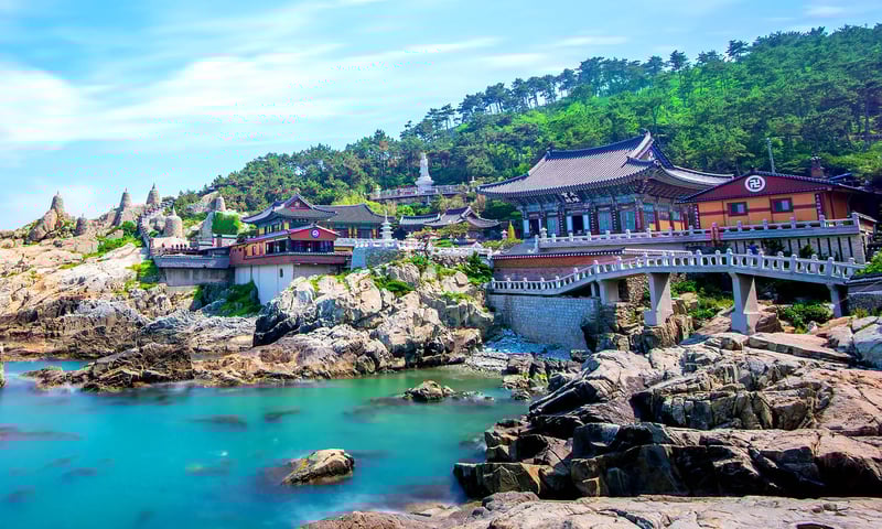 Discover Busan's impressive cliffside Haedong Yonggung Temple, South Korea.
