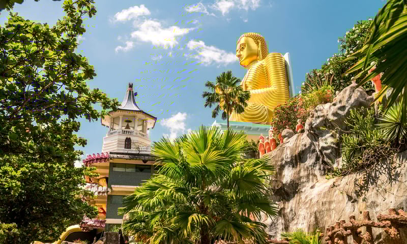 Experience cultural treasures like the Dambulla Caves on your Pekoe Trail adventure.