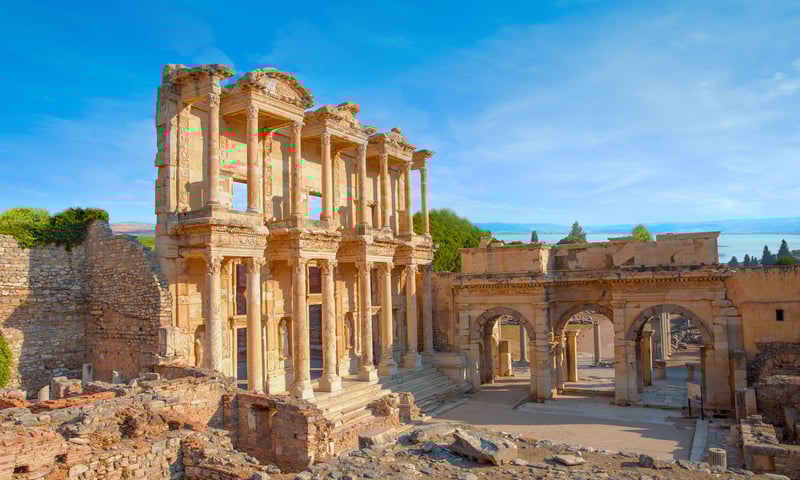 Reach the ruins of Ephesus via Türkiye's Kusadasi (shore excursion, extra charges may apply).